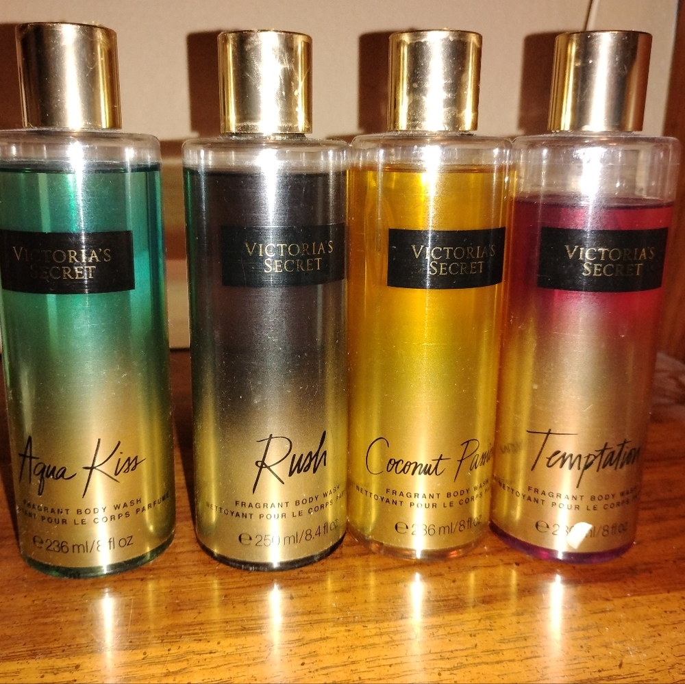 Victoria's secret body washes aqua kiss Rush coconut passion temptation